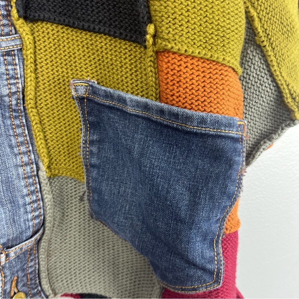 Patchwork Open-Front Cardigan Sweater Jacket - Mu… - image 8